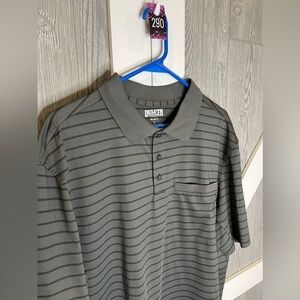 290. Duluth Trading Relaxed Fit Striped Polo Gray/Black L